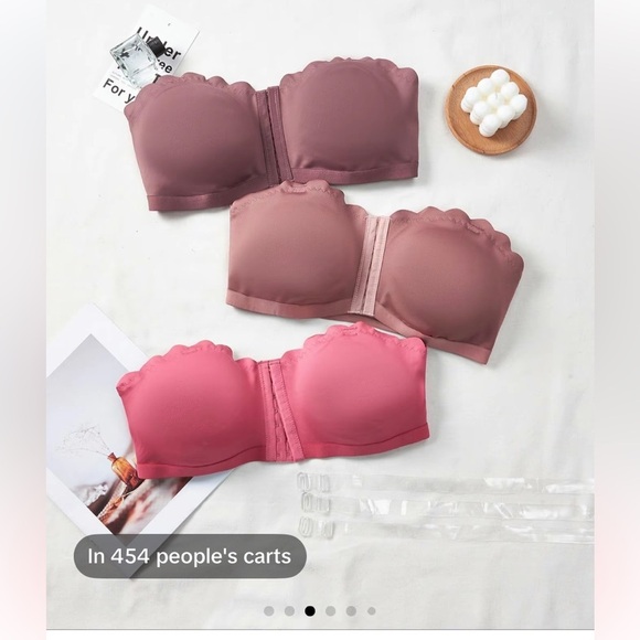 Seamless Pink Strapless Bra, 3 in set, 2XL, new - Picture 3 of 5